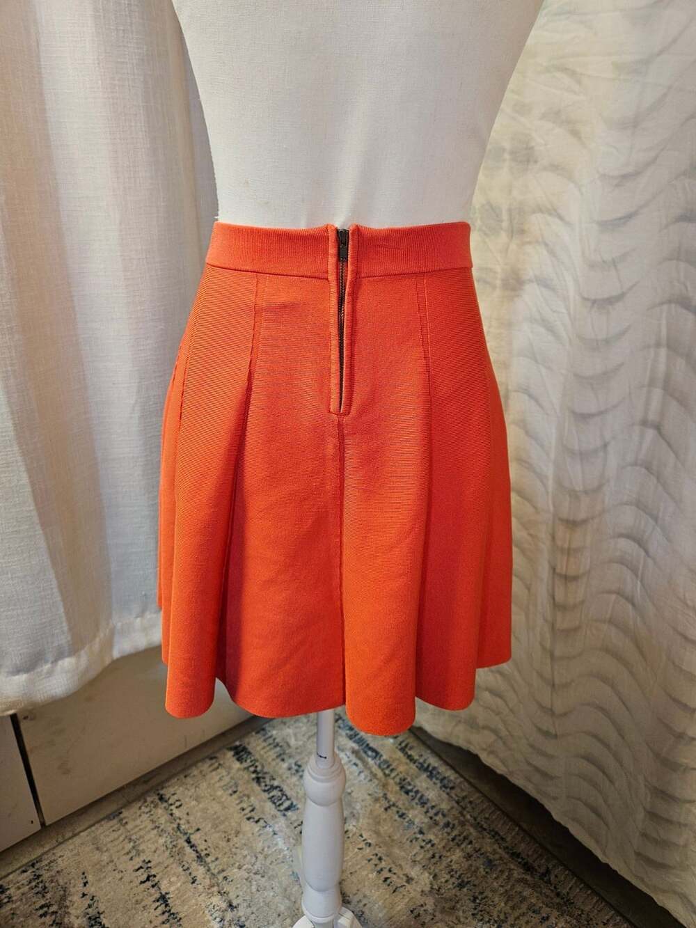 Parker Pleated Skirt Size XS Orange Fit and Flare Mini - Picture 3 of 4